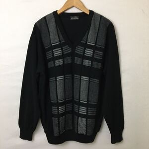 Vintage Cooper Sweater Mens M Black Abstract Wool Blend Grandpa Canada